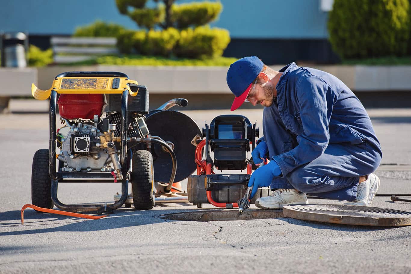 tech performing sewer scope inspection in brooklyn