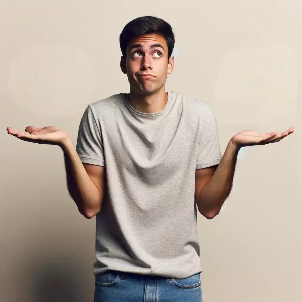 person shrugging, not sure which decision to make