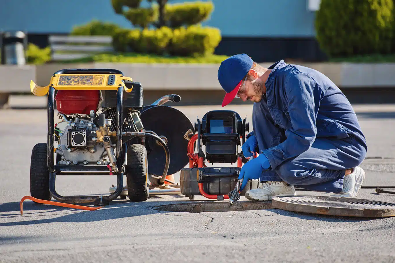 tech performing sewer scope inspection in brooklyn