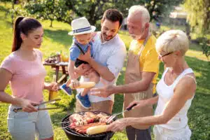 Family in backyard